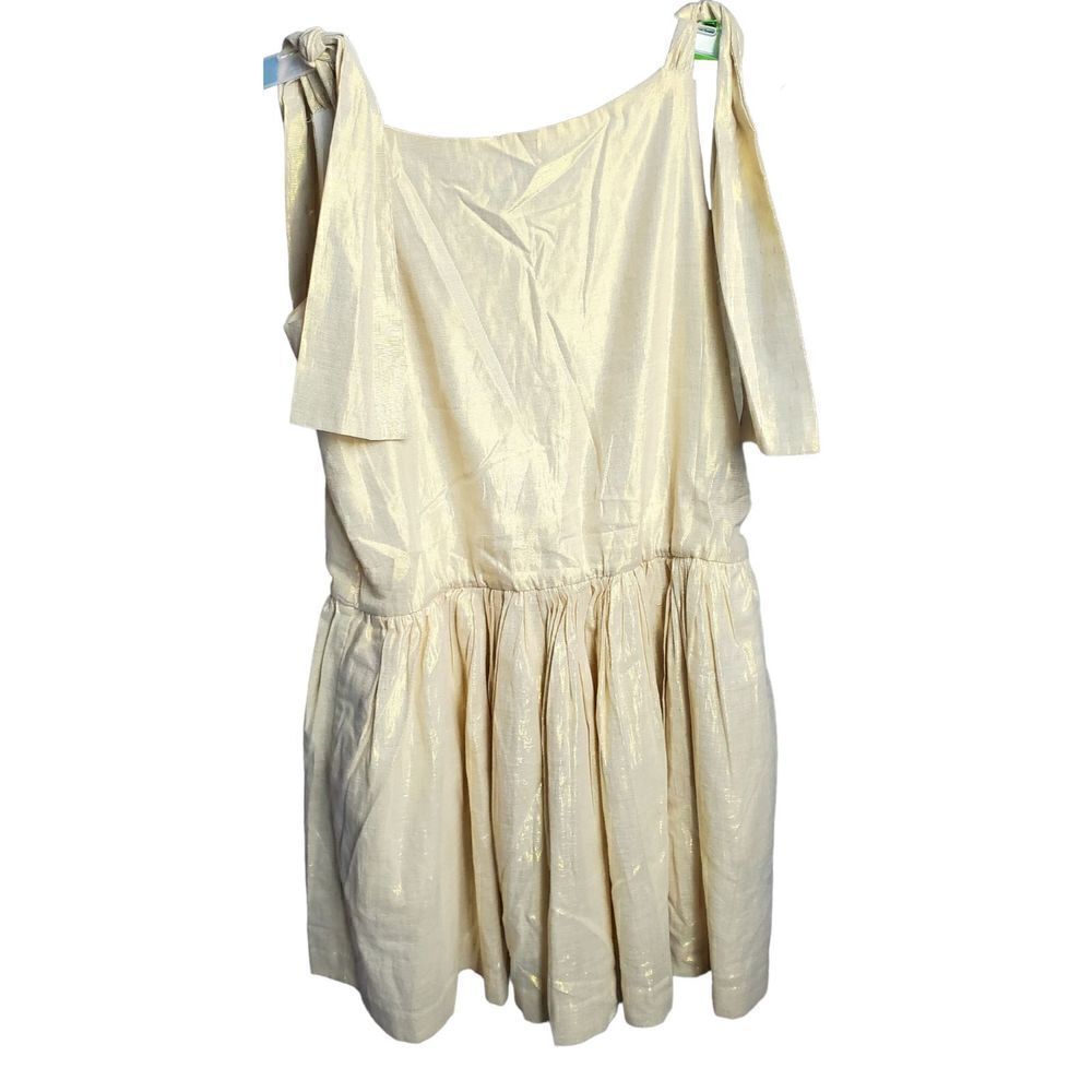Tea Sleeveless Dress Girls Size 16 Metallic Gold  Shoulder Tie Tween Party